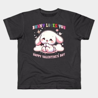 Adorable Rabbit in Shades of Pink, Blue, Red, and White: A Valentine's Day Delight Kids T-Shirt